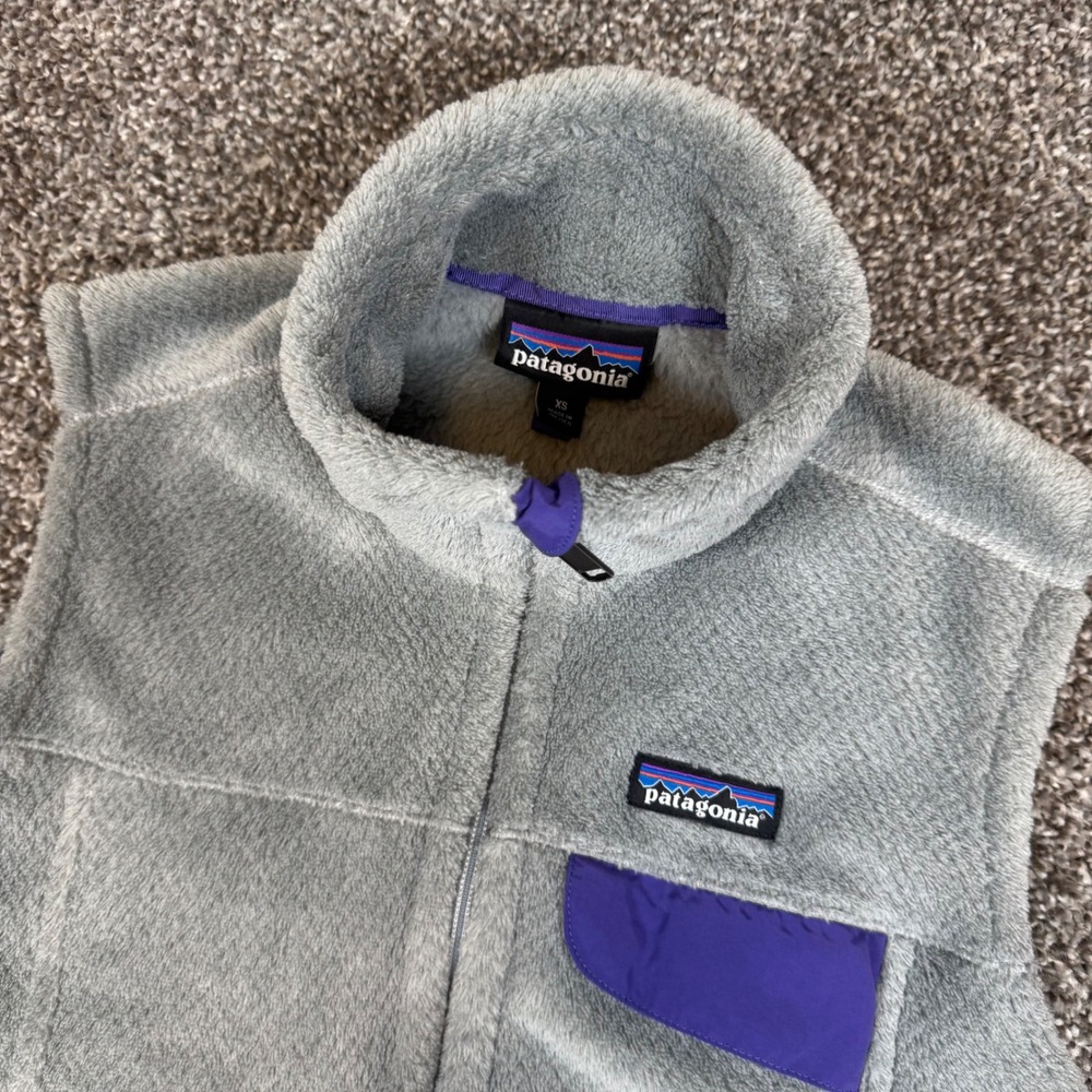 Patagonia Re-Tool Full Zip Fleece Vest Grey Purple 25546 Women XS